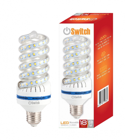 หลอดแอลอีดี หลอดเกลียว หลอดประหยัดไฟ LED Spiral 18w Warmwhite E27