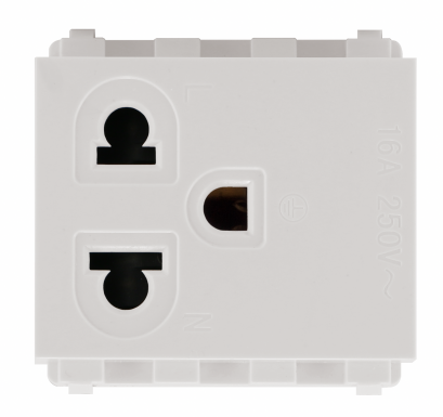 เต้ารับเดี่ยว 3 ขา มีม่ารนิรภัย 16 แอมป์ 250 โวลต์ ขนาด 2 ช่อง (ปลั๊กกราวด์เดี่ยว)