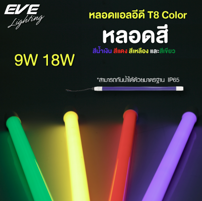 หลอดแอลอีดีสี กันน้ำ ใช้ภายนอกไฟ ไฟตกแต่ง ไฟงานเลี้ยง LED T8 Color 9W 18W