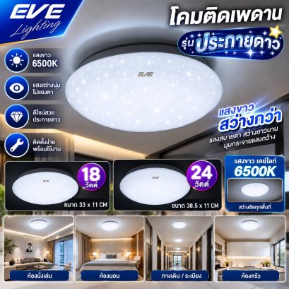 โคมติดเพดานแอลอีดี สเฟียร์ ให้แสงเป็นประกายเพชร ระยิบระยับ ขนาด 18, 24 วัตต์ แสงขาวเดย์ไลท์ LED Ceiling Sphere