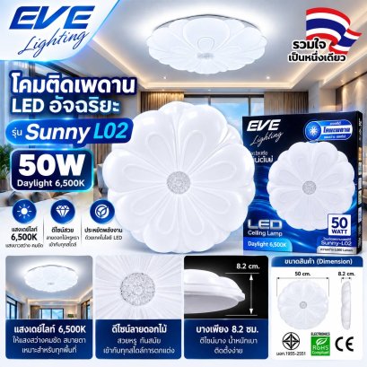 โคมเพดานแอลอีดี เปลี่ยนสีได้ 3 สี แสงขาวเดย์ไลท์ แสงคลูไวท์ขาวนวล และแสงเหลืองวอร์มไวท์ หรี่แสง เปิด-ปิด ด้วยรีโมท ขนาด 42W LED Ceiling L04