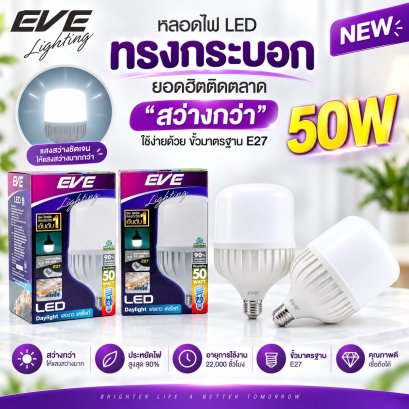 หลอดวัตต์สูง หลอดไฟ แอลอีดี ไฟร้านค้า ไฟขายของ แสงขาว หลอดไฟแอลอีดี พื้นที่กว้างๆ LED Shop Bulb 50w