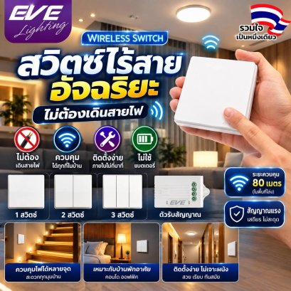 สวิตช์ไร้สายแบบกด และแบบพวงกุญแจ ไม่ต้องเดินสายไฟ เปิด-ปิดได้ทุกที่ในบ้าน ติดตั้งง่าย ทำเองได้ Wireless Switch