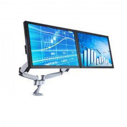 ขาตั้งจอ 2 จอ แขน Spring เสาสูง 8.2 ซม. (รองรับจอสูงสุด 27&quot;)