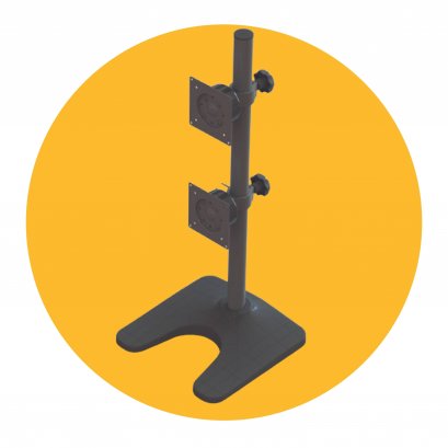 Twin LCD Monitors on Vertical Pole Stand