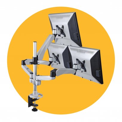 แขนจับ 3 จอ แขน Swivel แบบยึดโต๊ะ (รองรับจอสูงสุด 24&quot;)