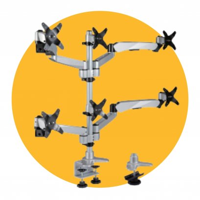ขาตั้ง 6 จอ แขน Swivel / Spring (รองรับจอสูงสุด 19&quot;-23&quot;)