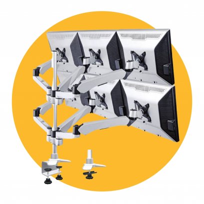 ขาตั้ง 6 จอ แขน Swivel / Spring (รองรับจอสูงสุด 19&quot;-23&quot;)