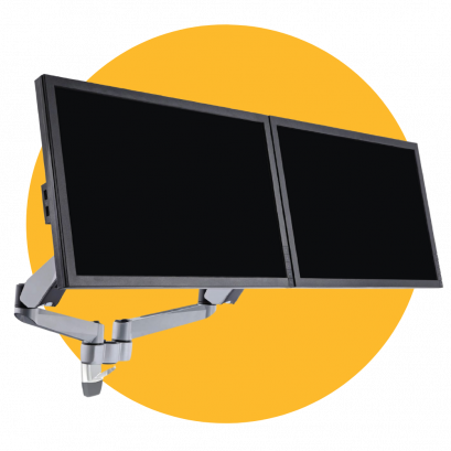 แขนจับ 2 จอ แขน Spring แบบติดผนัง (รองรับจอสูงสุด 27&quot;)