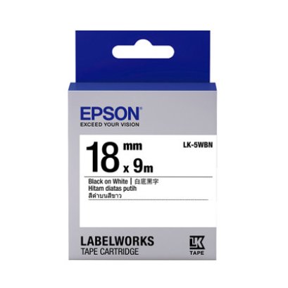 Epson LK-5WBN Black on White Tape (C53S655501) เทปพิมพ์อักษร ฉลาก 18 mm. ของแท้ รับประกันศูนย์