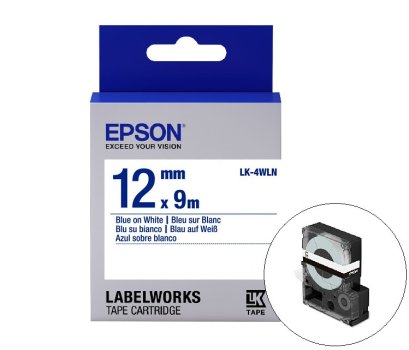 Epson LK-4WLN Blue on White Tape (C53S654503) เทปพิมพ์อักษร ฉลาก 12 mm. ของแท้ รับประกันศูนย์