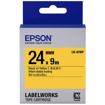 Epson LK-6YBP Black on Yellow Tape (C53S656507) เทปพิมพ์อักษร ฉลาก 24 mm. ของแท้ รับประกันศูนย์