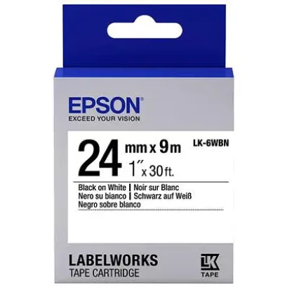 Epson LK-6WBN Black on White Tape (C53S656501) เทปพิมพ์อักษร ฉลาก 24 mm. ของแท้ รับประกันศูนย์