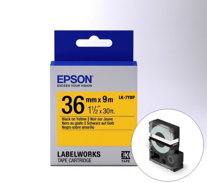 Epson LK-7YBP Black on Yellow Tape (C53S657504) เทปพิมพ์อักษร ฉลาก 36 mm. ของแท้ รับประกันศูนย์