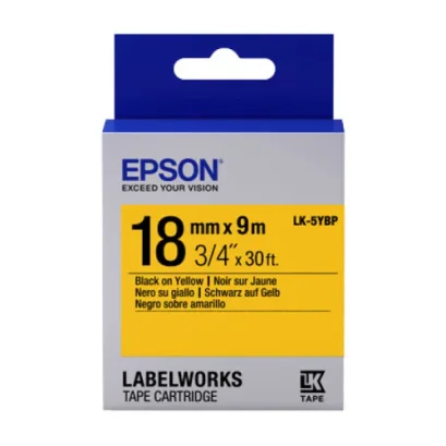 Epson LK-5YBP Black on Yellow Tape (C53S655514) เทปพิมพ์อักษร ฉลาก 18 mm. ของแท้ รับประกันศูนย์