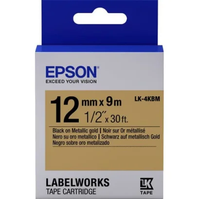 Epson LK-4KBM Black on Gold Tape (C53S654507) เทปพิมพ์อักษร ฉลาก 12 mm. ของแท้ รับประกันศูนย์