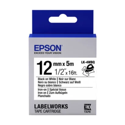 Epson LK-4WBQ Black on White Iron-On Tape (C53S654508) เทปพิมพ์อักษร ฉลาก 12 mm. ของแท้ รับประกันศูนย์