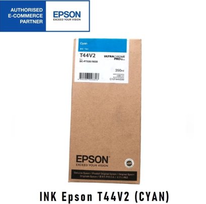 Epson T44V200 (สีฟ้า) CYAN IC 350ML ของแท้ ประกันศูนย์