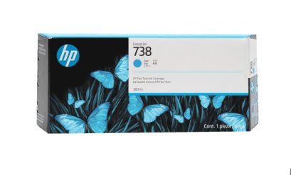 HP 738 300-ml Cyan DesignJet Ink Cartridge (676M6A) ตลับหมึกอิงค์เจ็ท (สีฟ้า) ของแท้ รับประกันศูนย์