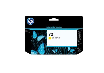 HP 70 Yellow (สีเหลือง) 130 ml Ink Cartridge ตลับหมึกอิงค์เจ็ท ของแท้ ประกันศูนย์