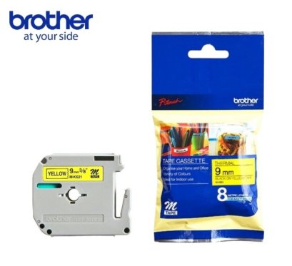 Brother M-K621 เทปพิมพ์อักษร ขนาด 9 มม. (ดำ/เหลือง) ของแท้ รับประกันศูนย์