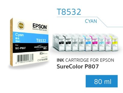 Epson T853200 CYAN 80ML ตลับหมึก (สีฟ้า) ของแท้ ประกันศูนย์