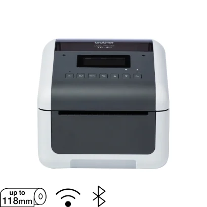 Brother P-Touch TD-4550DNWB  เครื่องพิมพ์ฉลากแบบเชื่อมกับคอมพิวเตอร์ ระบบ Direct Thermal รองรับหน้ากว้างขนาดการพิมพ์สูงสุด  108.4มม. (4.27 นิ้ว) ความละเอียด 300 dpi USB รองรับการเชื่อมต่อระบบ Network (RJ45), รองรับ Wifi