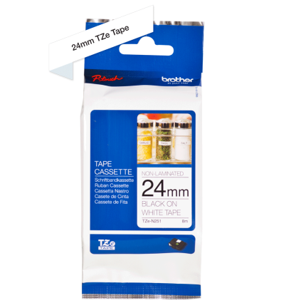 Brother TZE-M951 เทปพิมพ์อักษรแบบด้าน ขนาด 24 มม. (ดำ/เงิน) แบบเคลือบพลาสติก ของแท้ รับประกันศูนย์