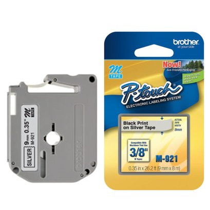 Brother M-921 เทปพิมพ์อักษร ขนาด 9 มม. (ดำ/เงิน) ของแท้ รับประกันศูนย์