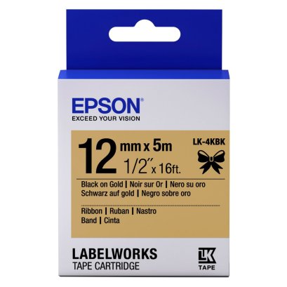 Epson LK-4KBK Black on Gold Ribbon (C53S654510) เทปพิมพ์อักษร ฉลาก 12 mm. ของแท้ รับประกันศูนย์