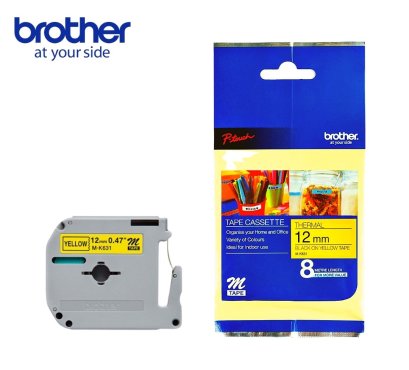 Brother M-K631 เทปพิมพ์อักษร ขนาด 12 มม. (ดำ/เหลือง) ของแท้ รับประกันศูนย์
