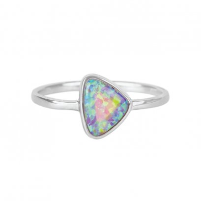 Lab Created Pink Opal Rhodium Over Sterling Silver Ring