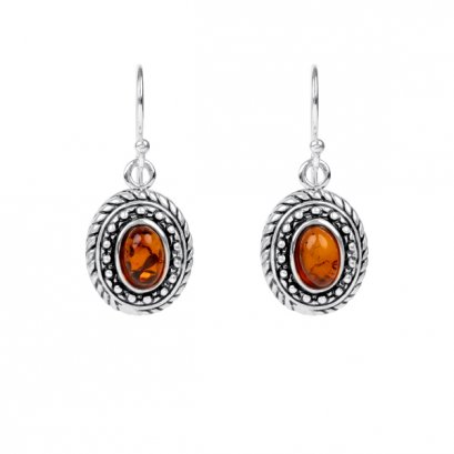 925 Sterling Silver Earrings with Amber