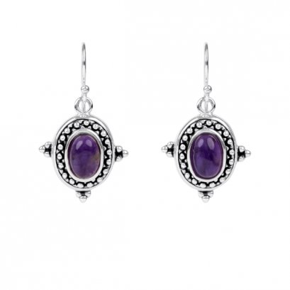 925 Sterling Silver Earrings with Amethyst