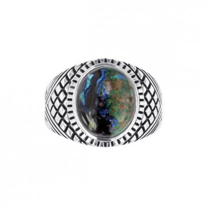 925 Sterling Silver Ring with Azurite Malachite