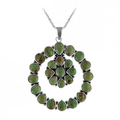 925 Sterling Silver Pendant with Green Kingman Turquoise