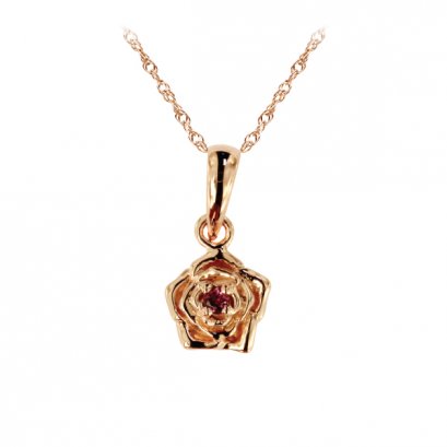 925 Sterling Silver Rose Gold plated Pendant with Rhodorite Garnet