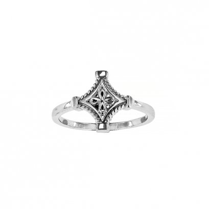 925 Plain Sterling Silver Diamond Pattern Ring