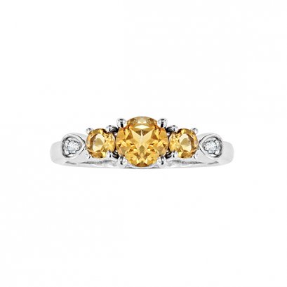 925 Sterling Silver Ring with Citrine and White Topaz
