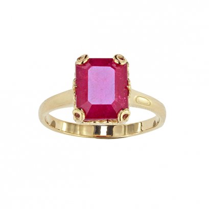 925 Sterling Silver Yellow Gold 18K Plated Ring with Ruby Zoisite