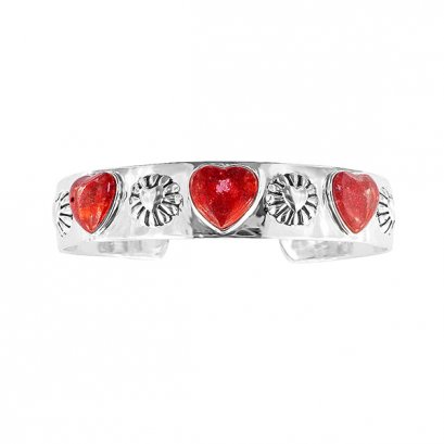 925 Sterling Silver Bangle with Compressed Red Coral