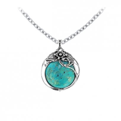 925 Sterling Silver Pendant with Compressed Turquoise