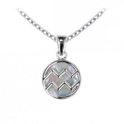 925 Sterling Silver Aquarius Pendant with Mother of Pearl