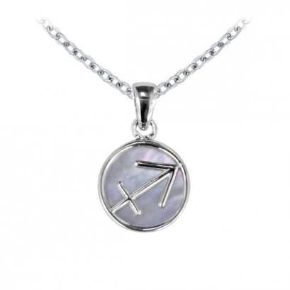 925 Sterling Silver Sagittarious Pendant with Mother of Pearl