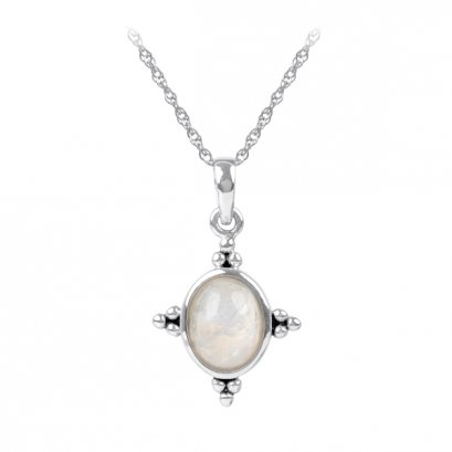 925 Sterling Silver Pendant with Rainbow Moonstone
