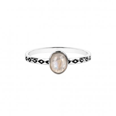 925 Sterling Silver Ring with Rainbow Moonstone