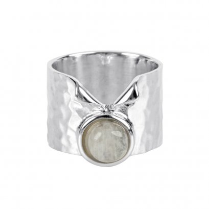 925 Sterling Silver Ring with Rainbow Moonstone