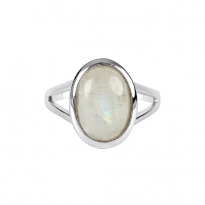 925 Sterling Silver Ring with Rainbow Moonstone