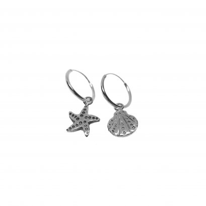 STARFISH &amp; SEASHELL HOOK SILVER 925