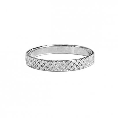 DIAMOND STAMP POLISHED SILVER RING